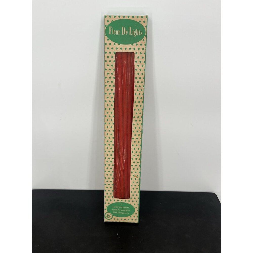 Fleur De Lights Vintage 8 TaperedCandles Slender Red Original Box 16 inch *READ*